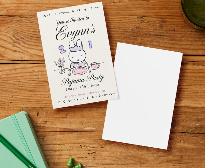 Miffy Birthday Invitation Template | Digital Invitation | 4x6 or 5x7